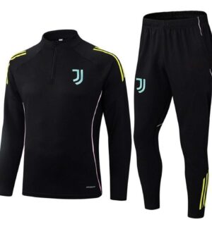 Juve black training suit neon yellow mint logo