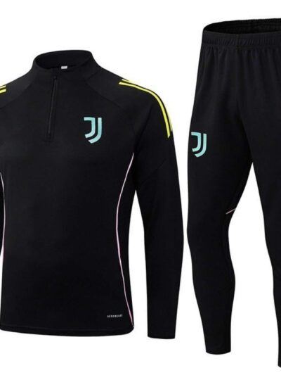 Juve black training suit neon yellow mint logo