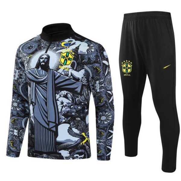 Brazil training suit black blue Jesus statue