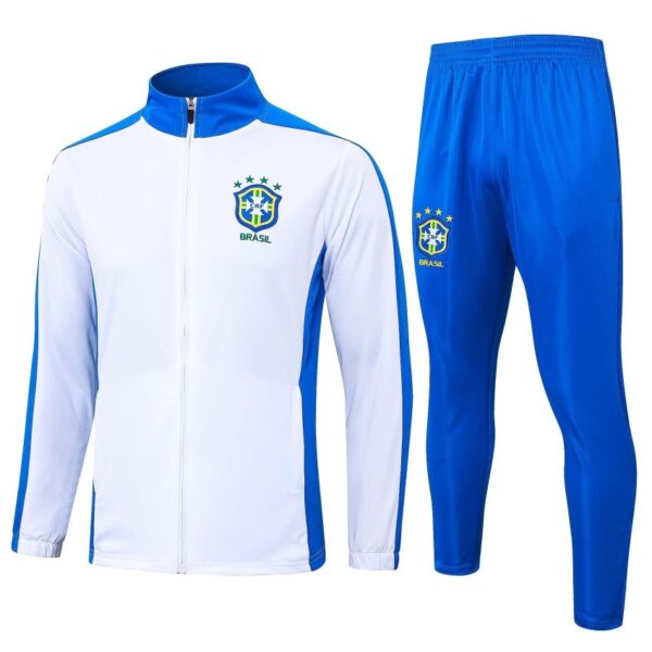 Brazil soccer tracksuit white blue full zip