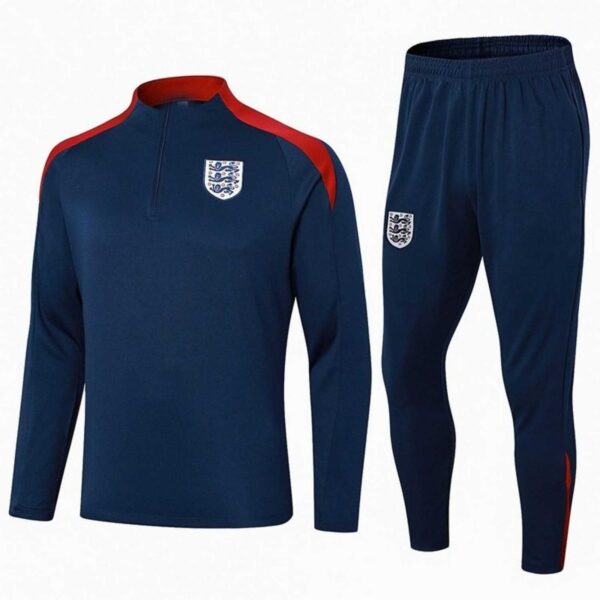 England elite suit 2026 dark navy red trim